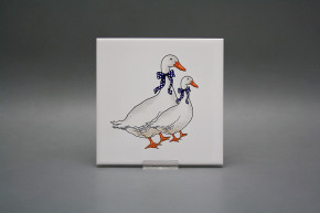Fliese 15x15cm Gänse weiß glänzend