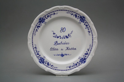 Flacher Teller 25cm Marie Teresa mit Widmung Royal Blue BB č.1