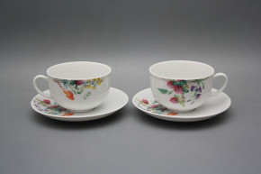 Tasse niedrig 0,2l und Untertasse Opal Blumenwiese Motiv A HBB