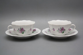 Tasse und Untertasse C1ZC1 Rokoko Viola mit Schleife BB