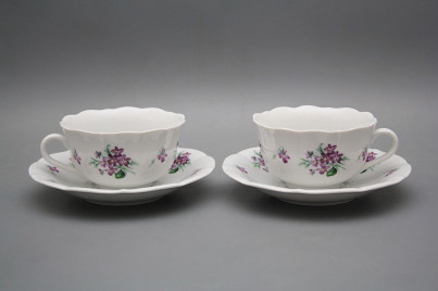Tasse und Untertasse C1ZC1 Rokoko Viola mit Schleife BB č.1
