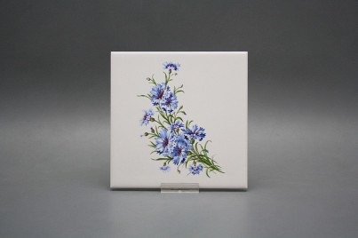 Fliese 15x15cm Kornblumen weiß matt č.1