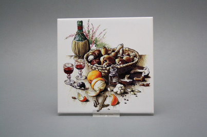 Fliese 15x15cm Tschechische Küche Motiv C weiß matt č.1