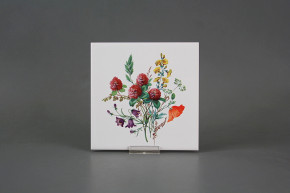 Fliese 15x15cm Blumenwiese Motiv A weiß matt