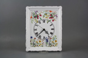 Luxuriöse Porzellanuhr mit Blumenwiese Motiv