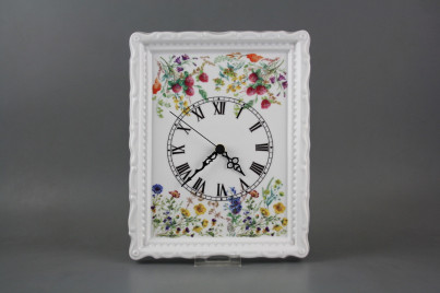 Luxuriöse Porzellanuhr mit Blumenwiese Motiv č.1
