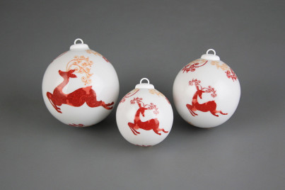 Weihnachtskugel 5cm Reindeers Red č.1