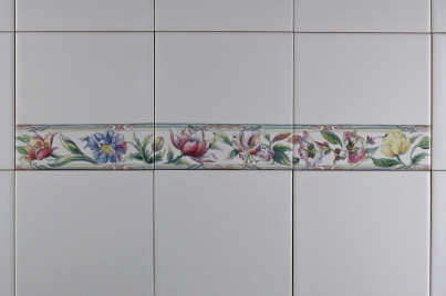 Fliesenset 15x15cm wie Bordüre Botanical Plants 3tlg. weiß glänzend č.1