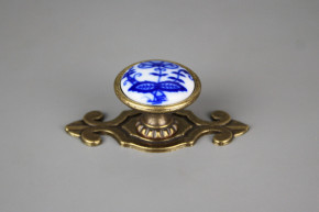 Porzellanknopf Bohemia 35mm mit Rosette Zwiebelmuster Blatt AM
