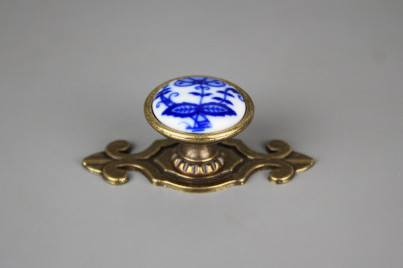 Porzellanknopf Bohemia 35mm mit Rosette Zwiebelmuster Blatt AM č.1