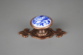 Porzellanknopf Bohemia 35mm mit Rosette Zwiebelmuster Granatapfel CU