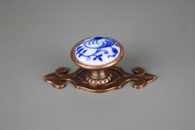 Porzellanknopf Bohemia 35mm mit Rosette Zwiebelmuster Granatapfel CU č.1